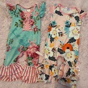Floral ruffled rompers